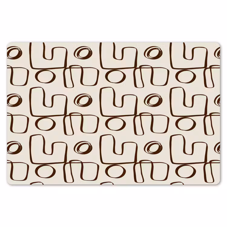 Placemat - 6 stuks - Lijnen - Beige - Patroon - Donkerbruin — 7
