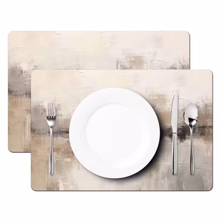 Placemat - 6 stuks - Moderne kunst - Abstract - Beige — 1