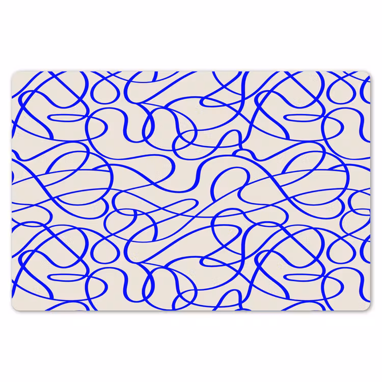 Placemat - 6 stuks - Patronen - Beige - Blauw - Lijnen — 7
