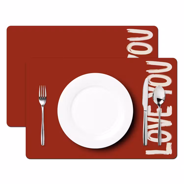 Placemat - 6 stuks - Schuin - Loveyou - Rood — 2
