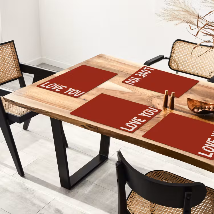 Placemat - 6 stuks - Schuin - Loveyou - Rood — 5