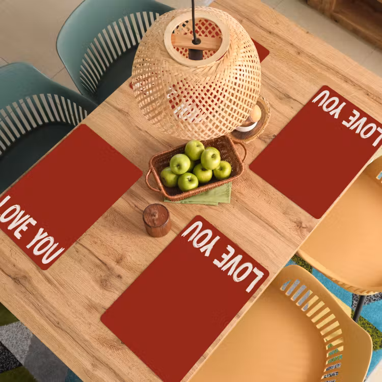 Placemat - 6 stuks - Schuin - Loveyou - Rood — 6