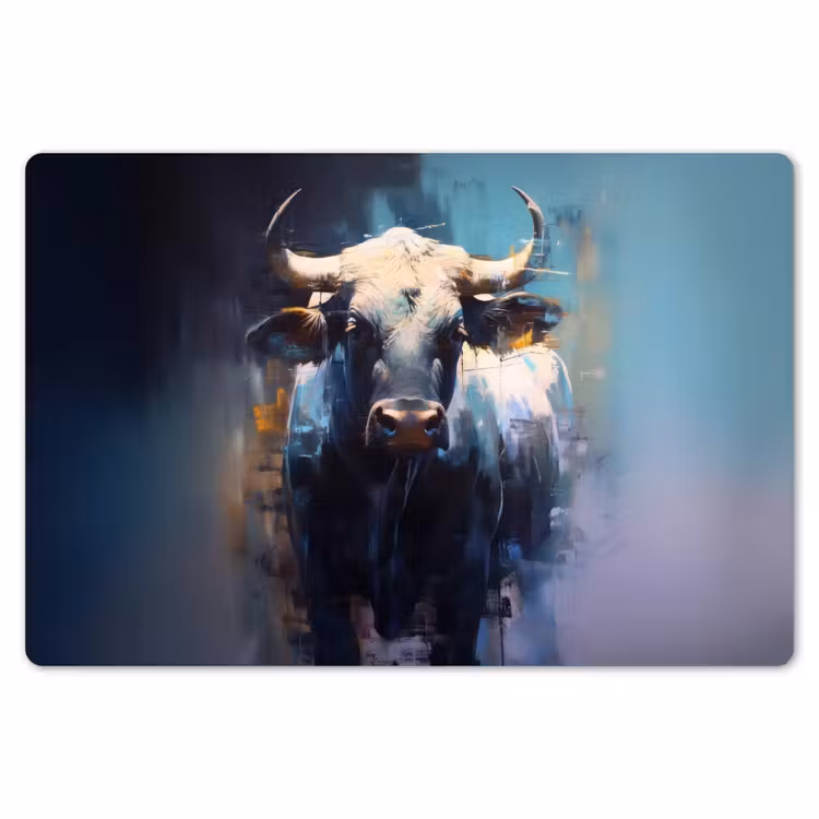 Placemat - 6 stuks - Stier - Zwart - Abstract - Horens — 7