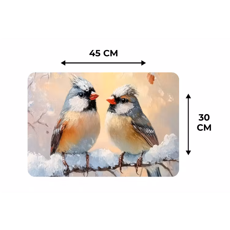 Placemat - 6 stuks - Vogels - Tak - Winter - Sneeuw — 3