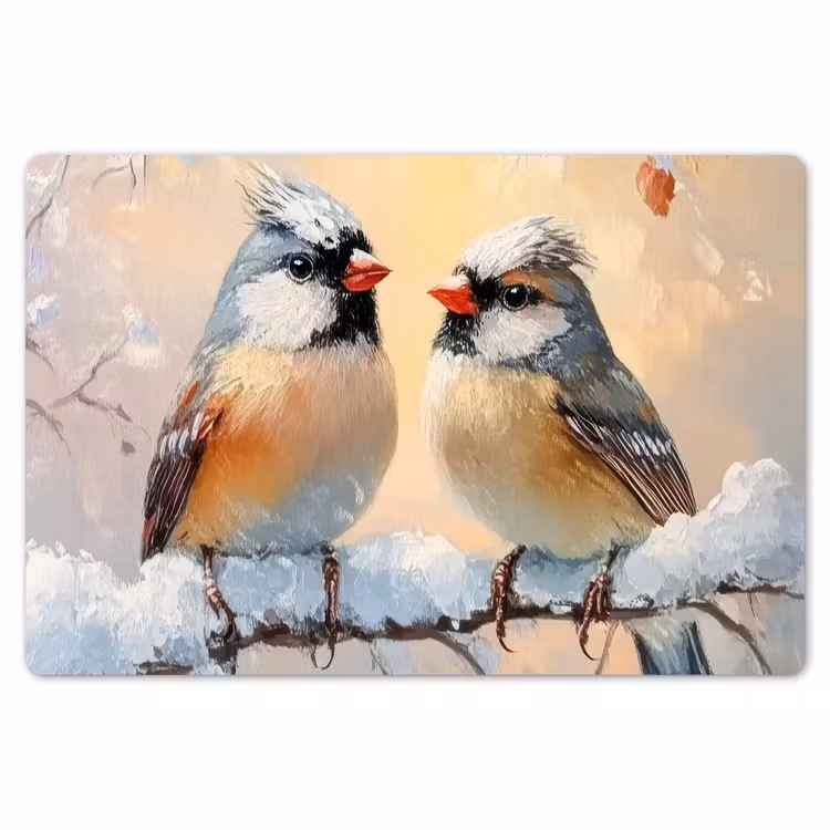 Placemat - 6 stuks - Vogels - Tak - Winter - Sneeuw — 7