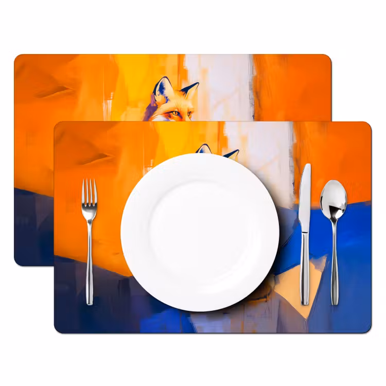 Placemat - 6 stuks - Vos - Oranje - Vormen - Abstract — 2