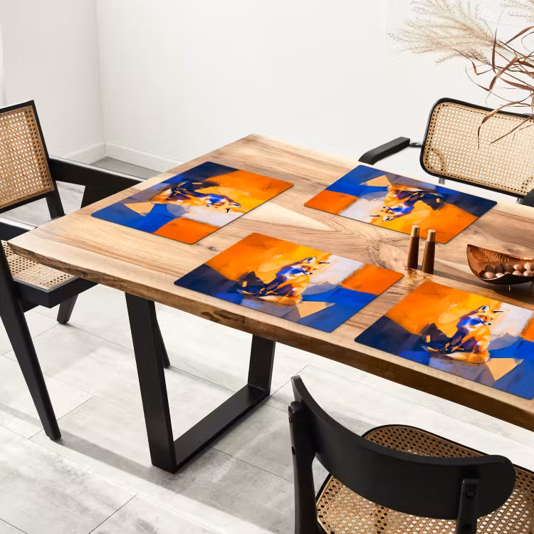 Placemat - 6 stuks - Vos - Oranje - Vormen - Abstract — 5