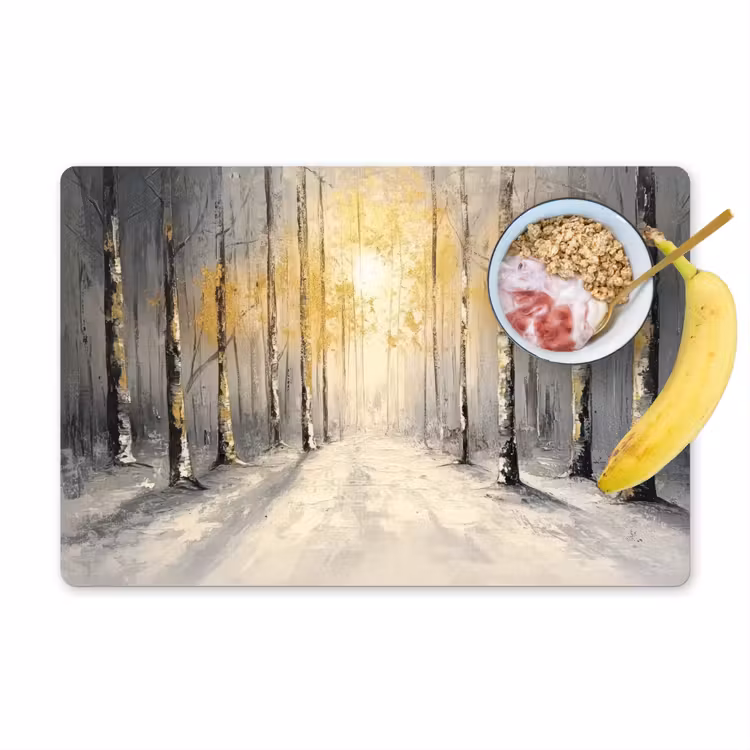 Placemat - 6 stuks - Winter - Abstract - Sneeuw - Natuur - Zon — 1