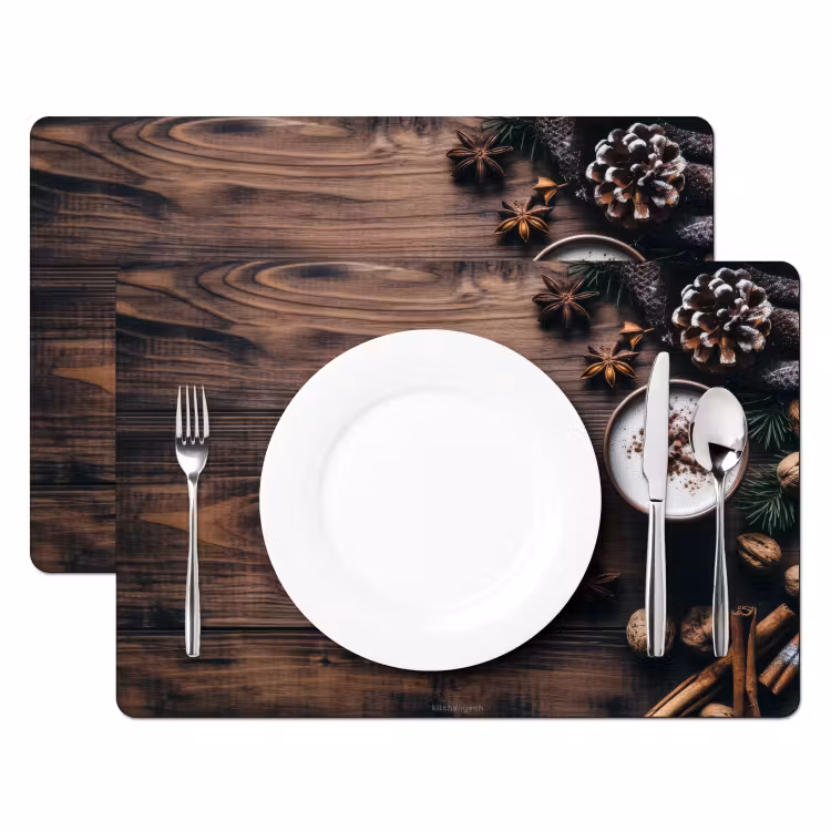 Placemat - 6 stuks - Winter - Houtlook - Stilleven — 2