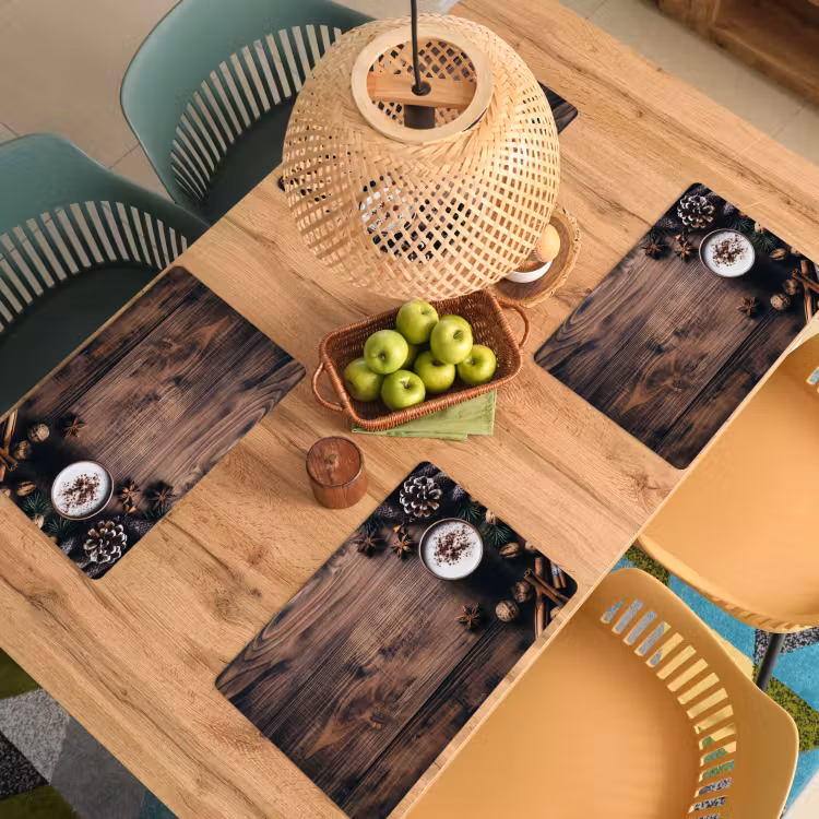 Placemat - 6 stuks - Winter - Houtlook - Stilleven — 6
