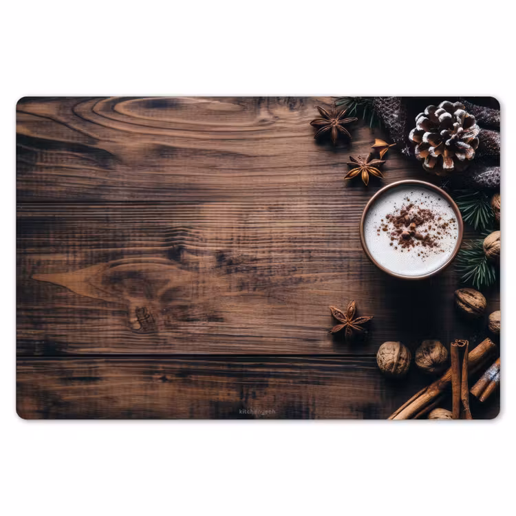 Placemat - 6 stuks - Winter - Houtlook - Stilleven — 7