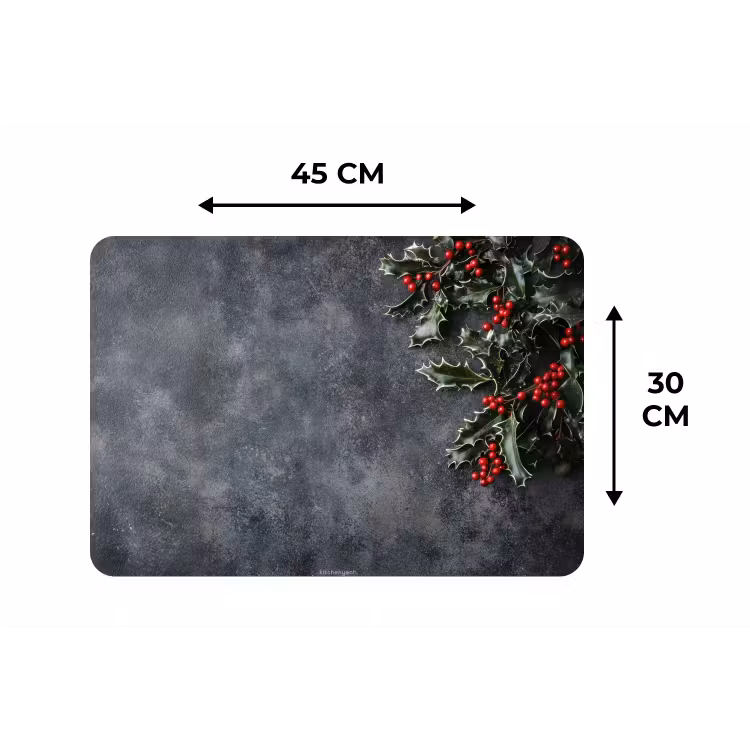 Placemat - 6 stuks - Winter - Hulst - Kerst - Beton — 3