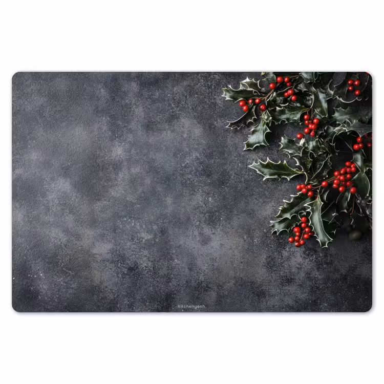 Placemat - 6 stuks - Winter - Hulst - Kerst - Beton — 7