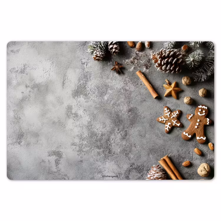 Placemat - 6 stuks - Winter - Kerst - Beton - Dennenappels — 7
