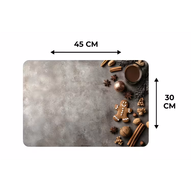 Placemat - 6 stuks - Winter - Kerst - Beton - Gingerbread man — 3