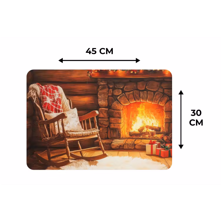 Placemat - 6 stuks - Winter - Kerst - Huis - Openhaard — 3