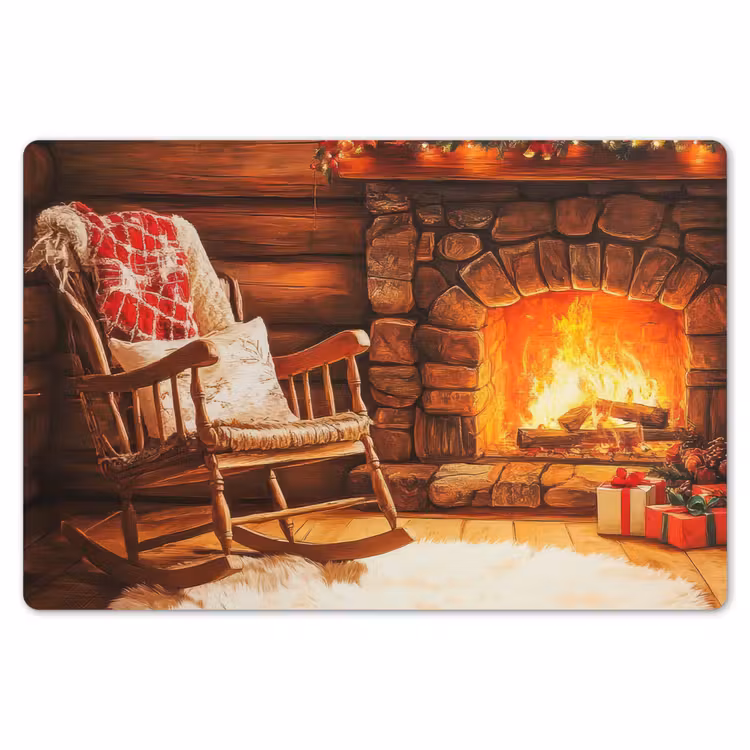 Placemat - 6 stuks - Winter - Kerst - Huis - Openhaard — 7