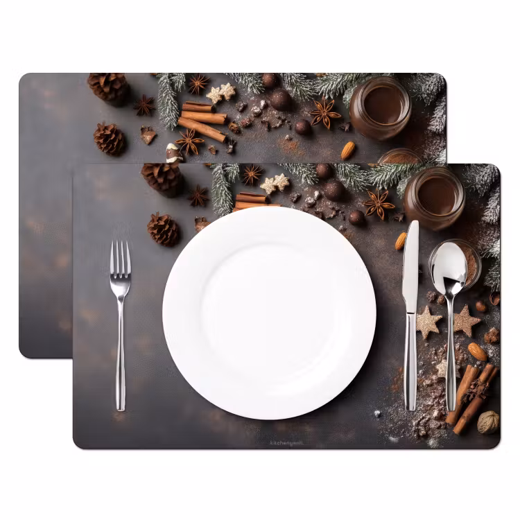 Placemat - 6 stuks - Winter - Kerst - Specerijen - Beton — 2