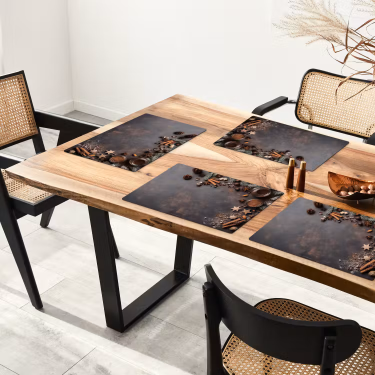 Placemat - 6 stuks - Winter - Kerst - Specerijen - Beton — 5