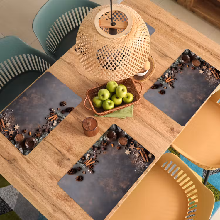 Placemat - 6 stuks - Winter - Kerst - Specerijen - Beton — 6