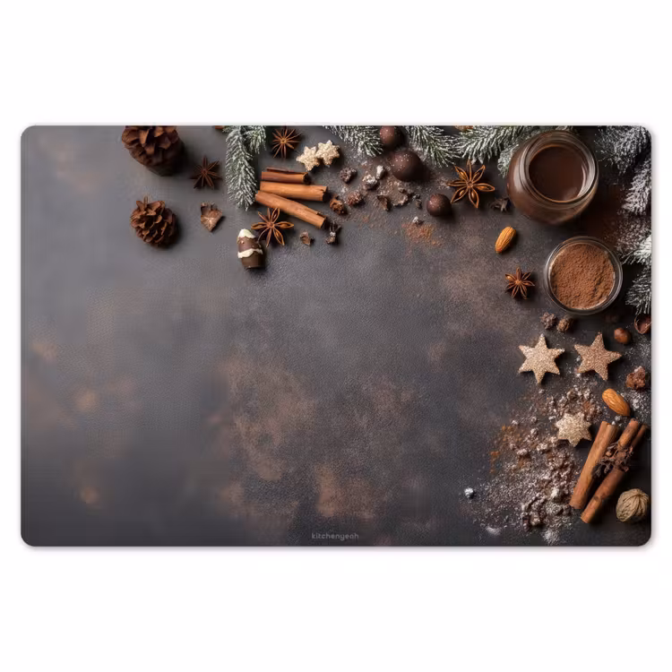 Placemat - 6 stuks - Winter - Kerst - Specerijen - Beton — 7