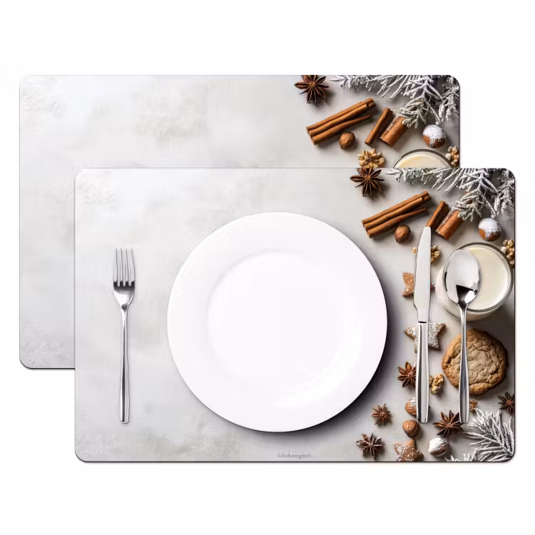 Placemat - 6 stuks - Winter - Kerst - Specerijen - Wit — 2