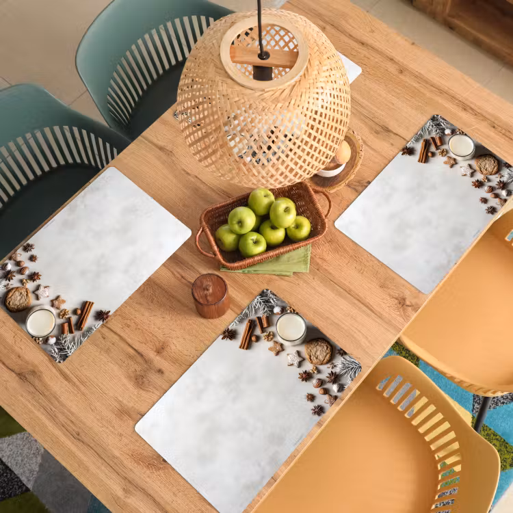 Placemat - 6 stuks - Winter - Kerst - Specerijen - Wit — 6