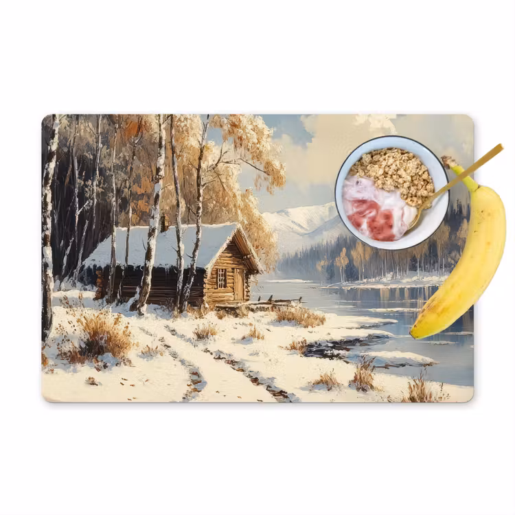 Placemat - 6 stuks - Winter - Sneeuw - Huis - Natuur — 1