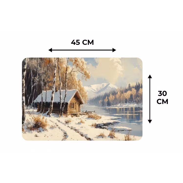Placemat - 6 stuks - Winter - Sneeuw - Huis - Natuur — 3