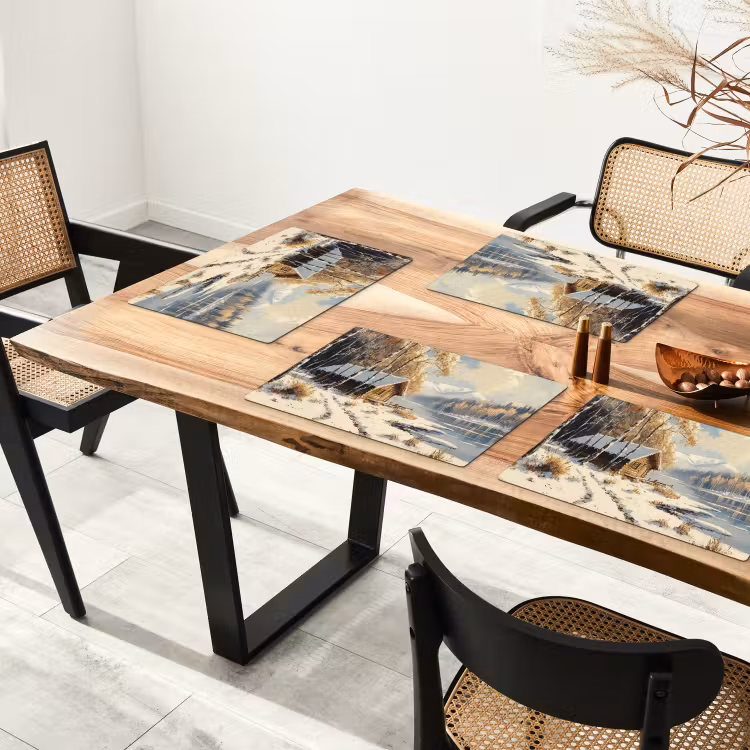 Placemat - 6 stuks - Winter - Sneeuw - Huis - Natuur — 5