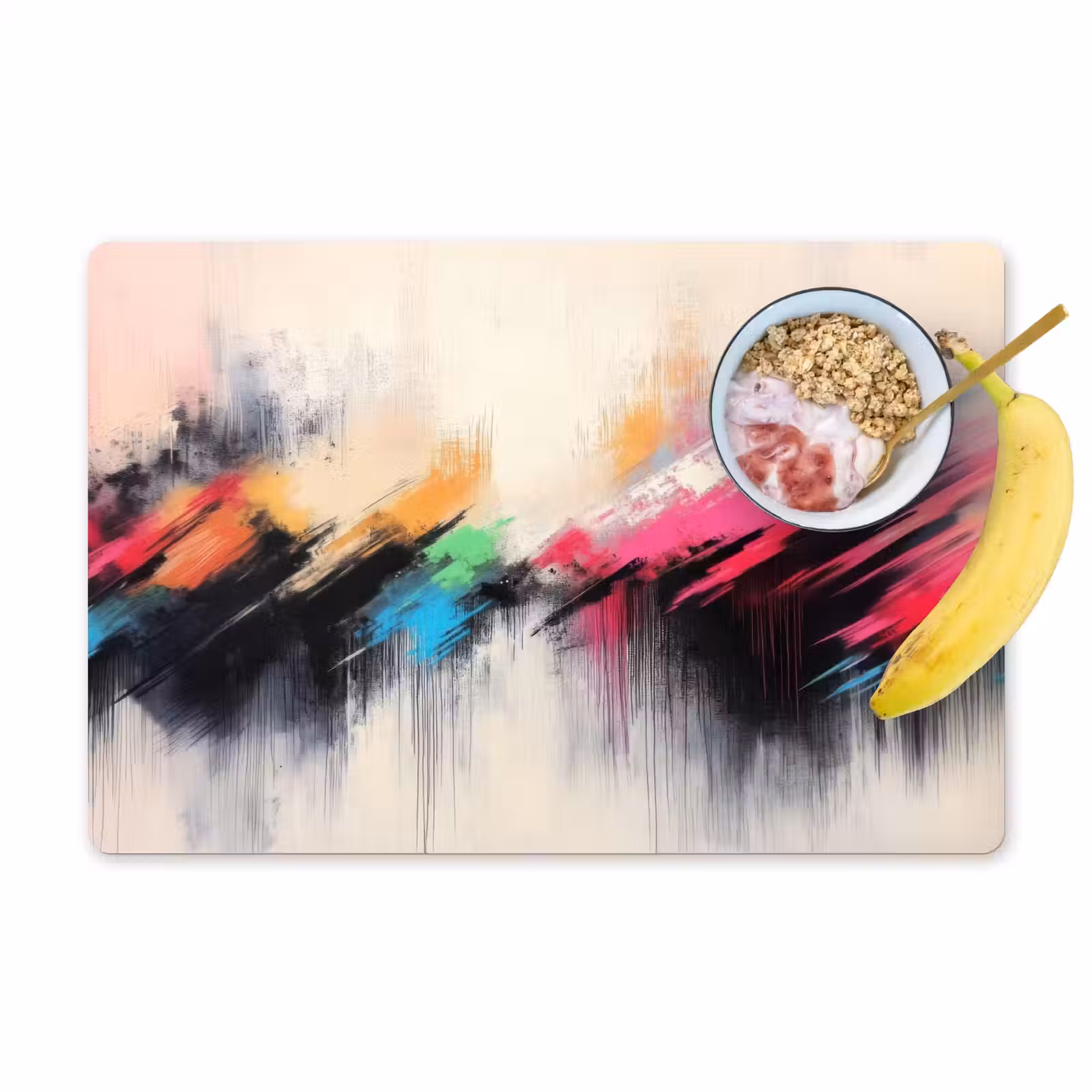 Placemat - 6 stuks - Dynamisch - Abstract - Kleurrijk - Zwart — 1