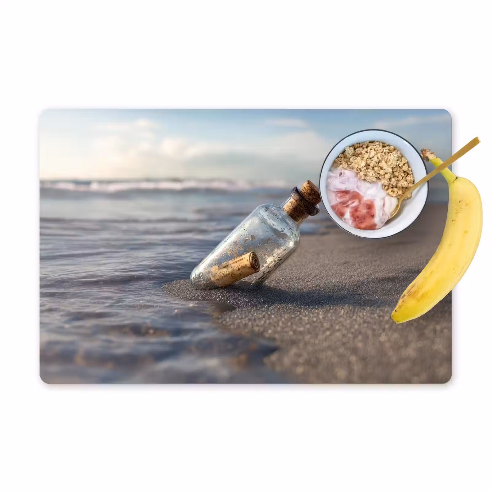 Placemat - 6 stuks - Glazenfles - Post - Zee - Zand — 1