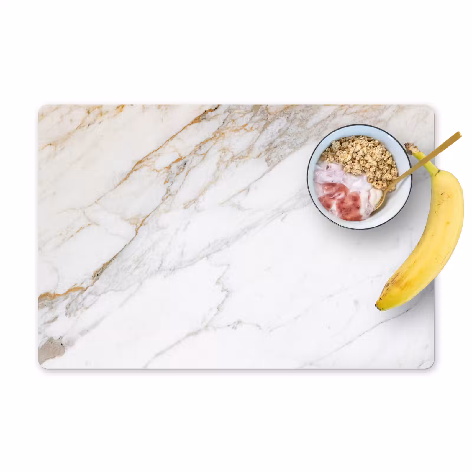 Placemat - 6 stuks - Marmer - Steen - Wit - Goud - Marmerlook - Steen - Luxe — 1