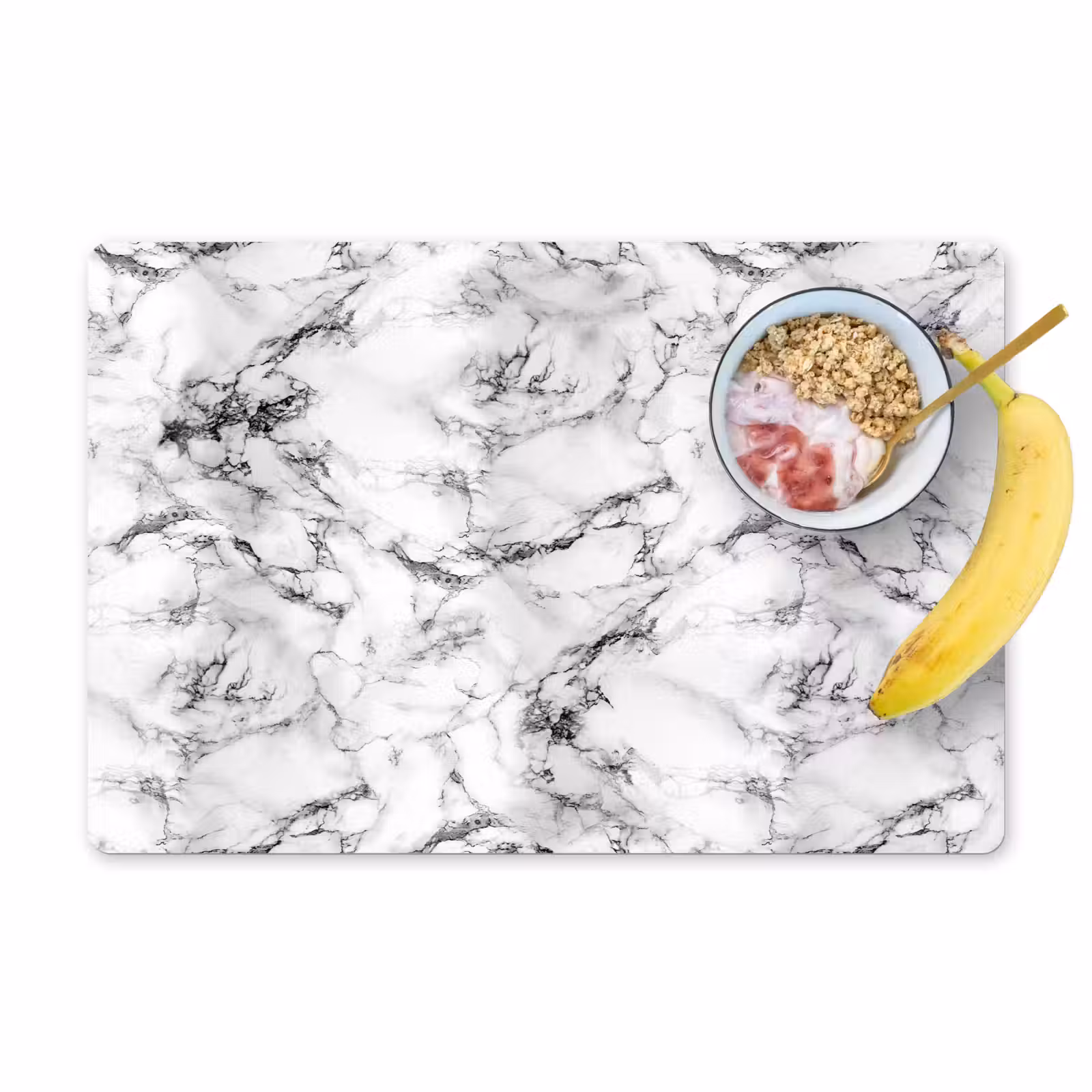 Placemat - 6 stuks - Marmer - Zwart - Dramatisch - Wit — 1