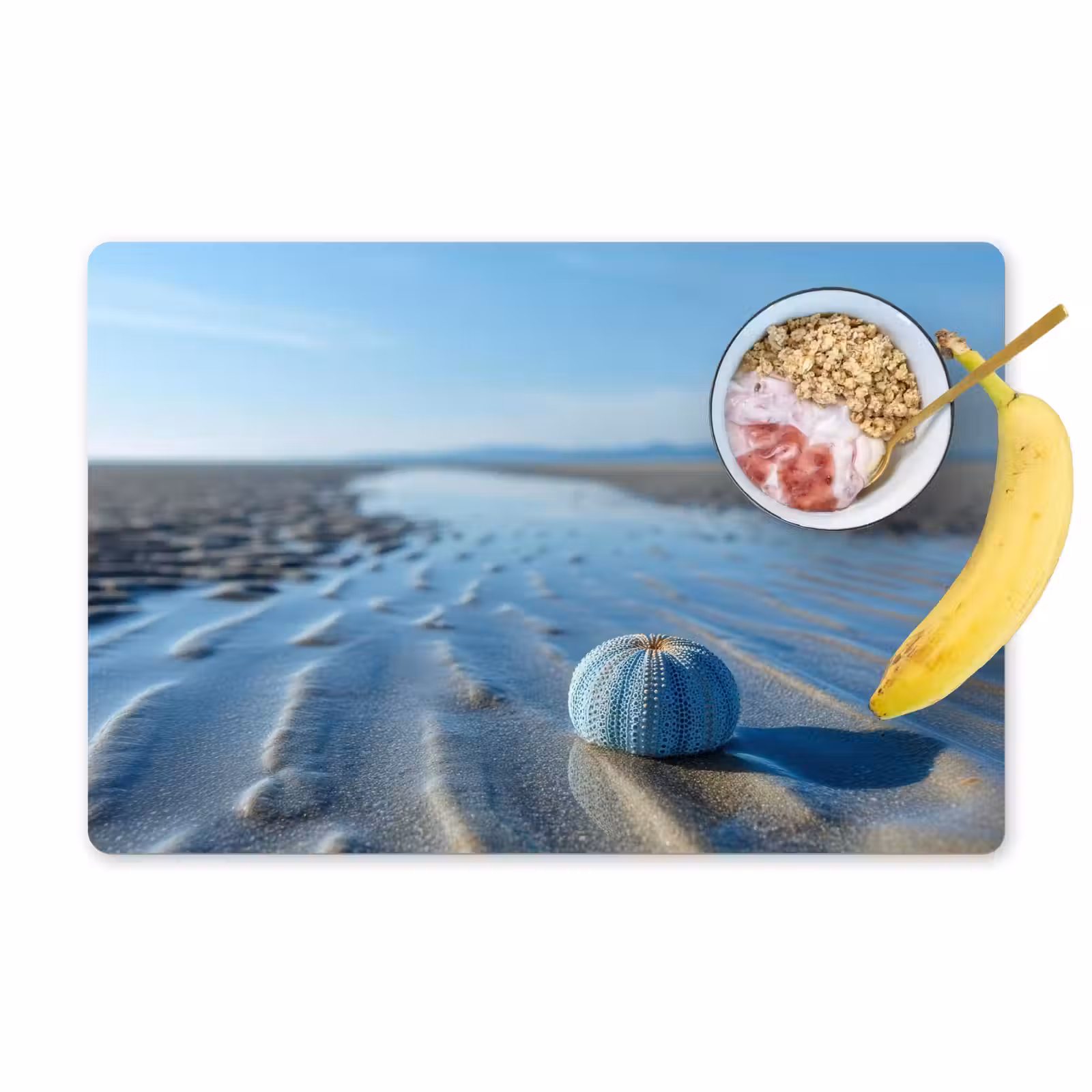 Placemat - 6 stuks - Strand - Schild - Water - Blauw — 1