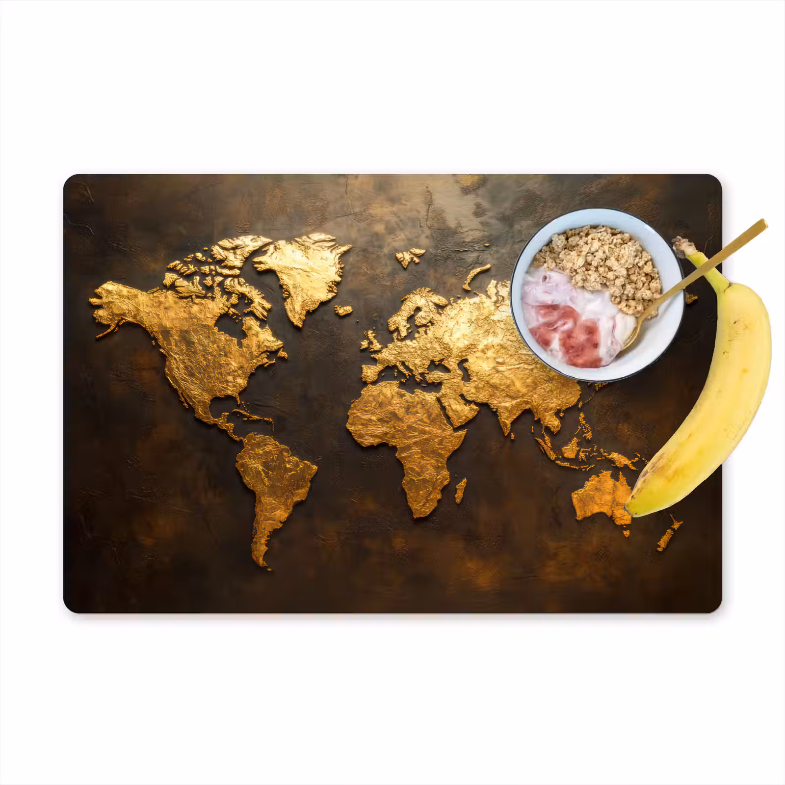 Placemat - 6 stuks - Wereldkaart - Goud - Roest — 1