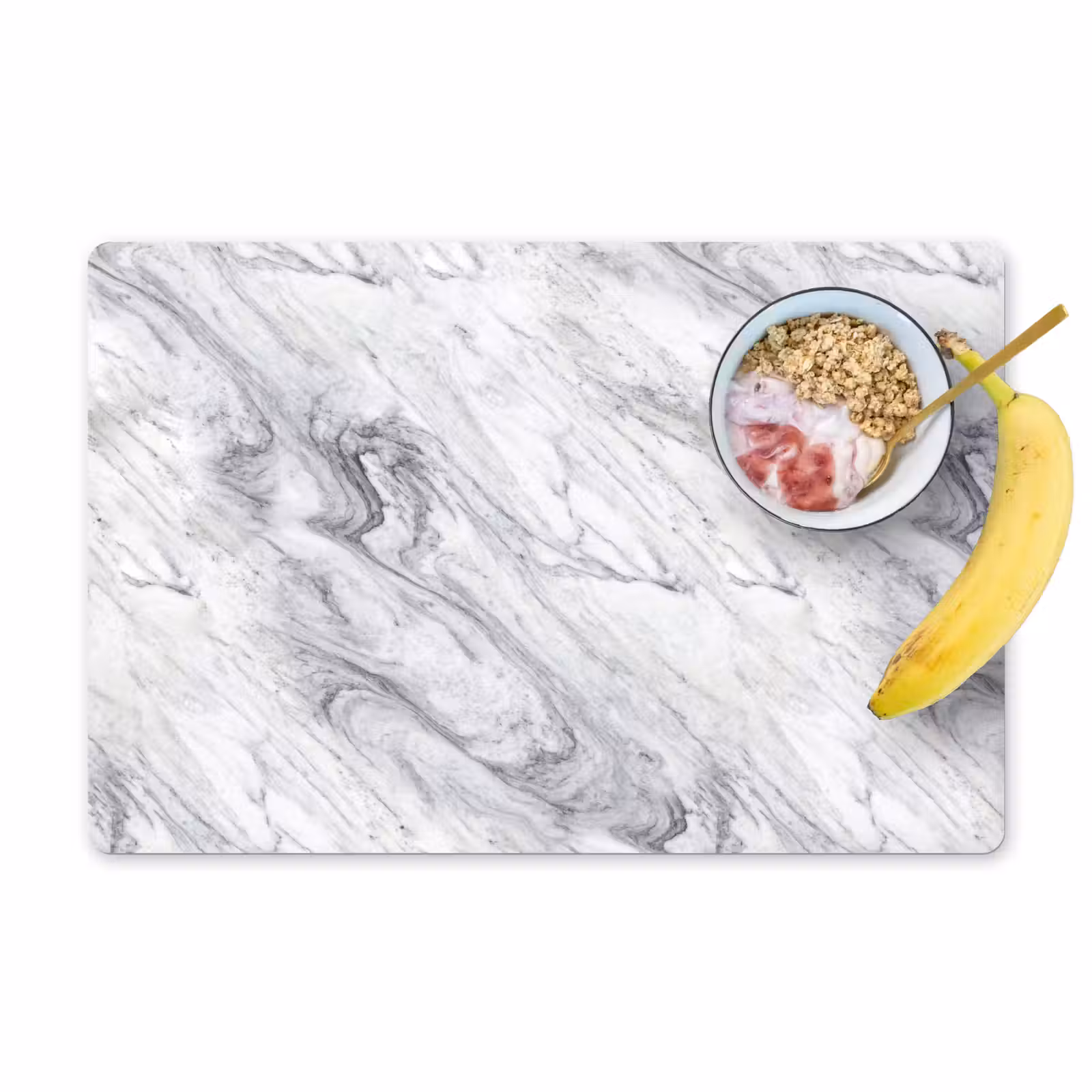 Placemat - 6 stuks - Wervelende - Grijsstructuur - Marmer - Wit — 1