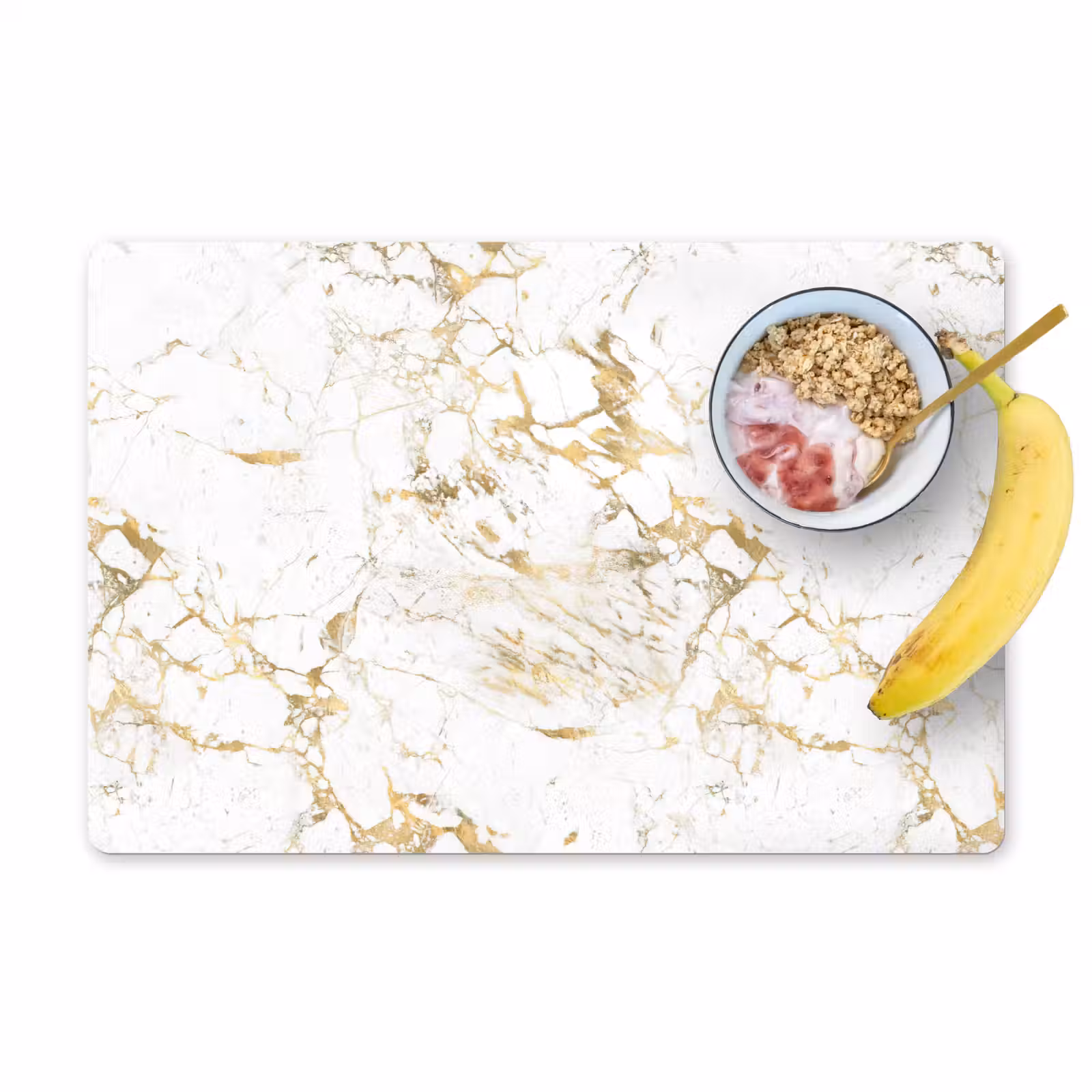 Placemat - 6 stuks - Wit - Marmer - Luxe - Goud — 1