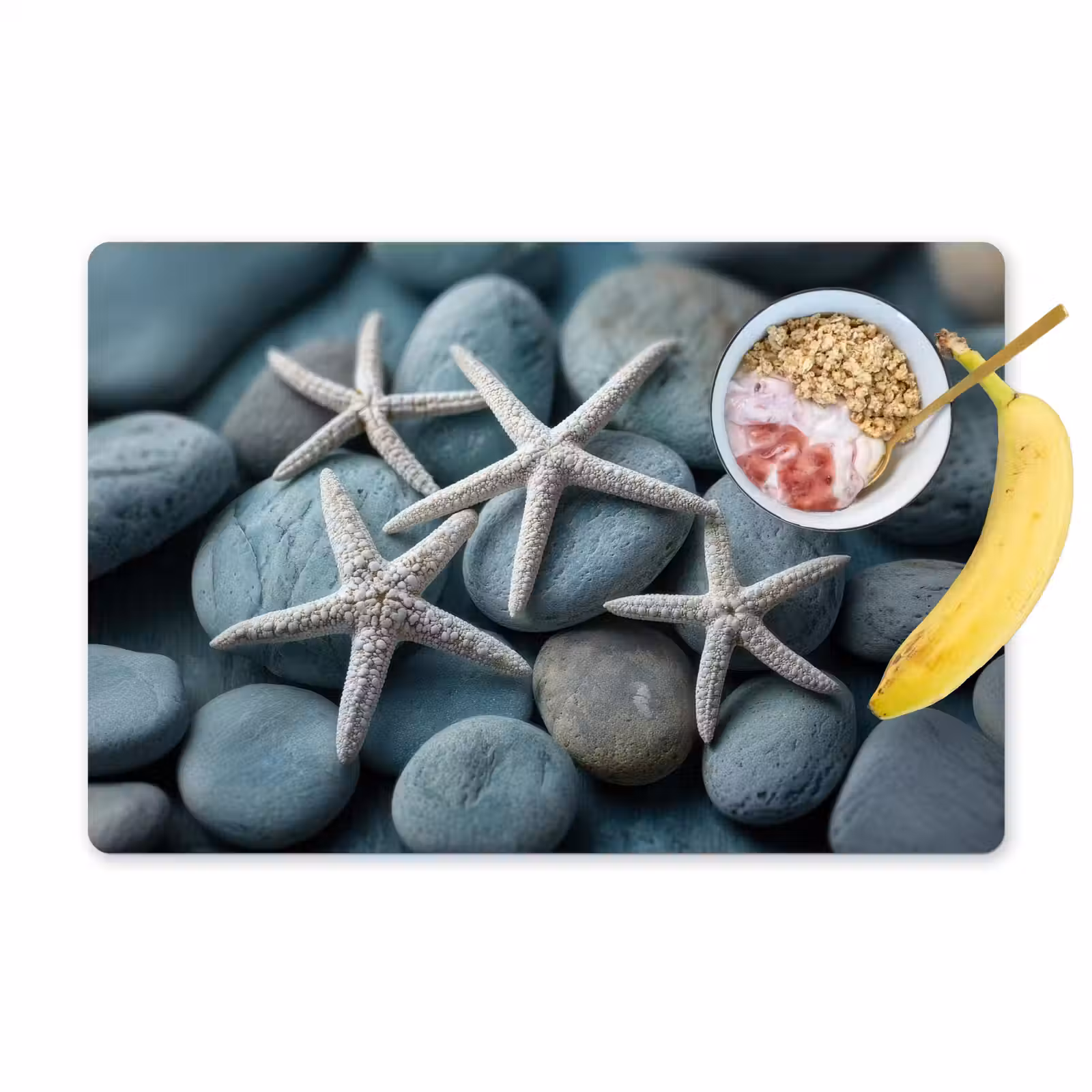 Placemat - 6 stuks - Zeesterren - Stenen - Wit — 1