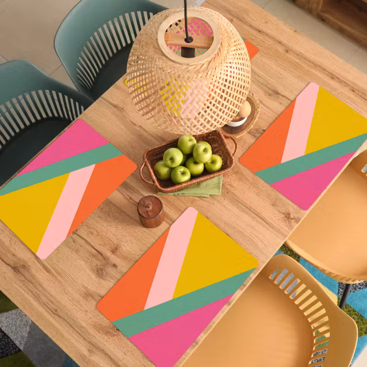 Placemat - 6 stuks - Driehoeken - Kleurrijk - Abstract — 6