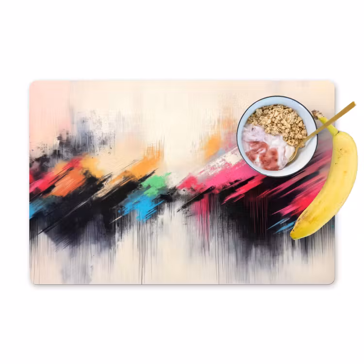 Placemat - 6 stuks - Dynamisch - Abstract - Kleurrijk - Zwart — 1
