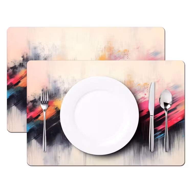 Placemat - 6 stuks - Dynamisch - Abstract - Kleurrijk - Zwart — 2