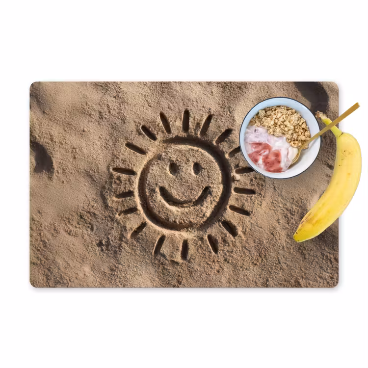 Placemat - 6 stuks - Gezichtje - Zon - Zand - Getekend — 1