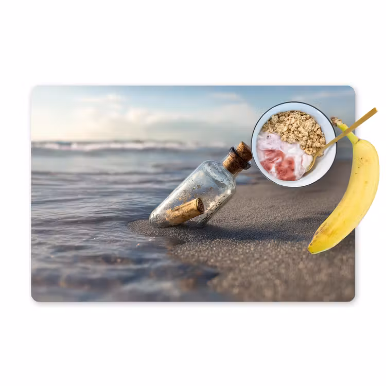 Placemat - 6 stuks - Glazenfles - Post - Zee - Zand — 1