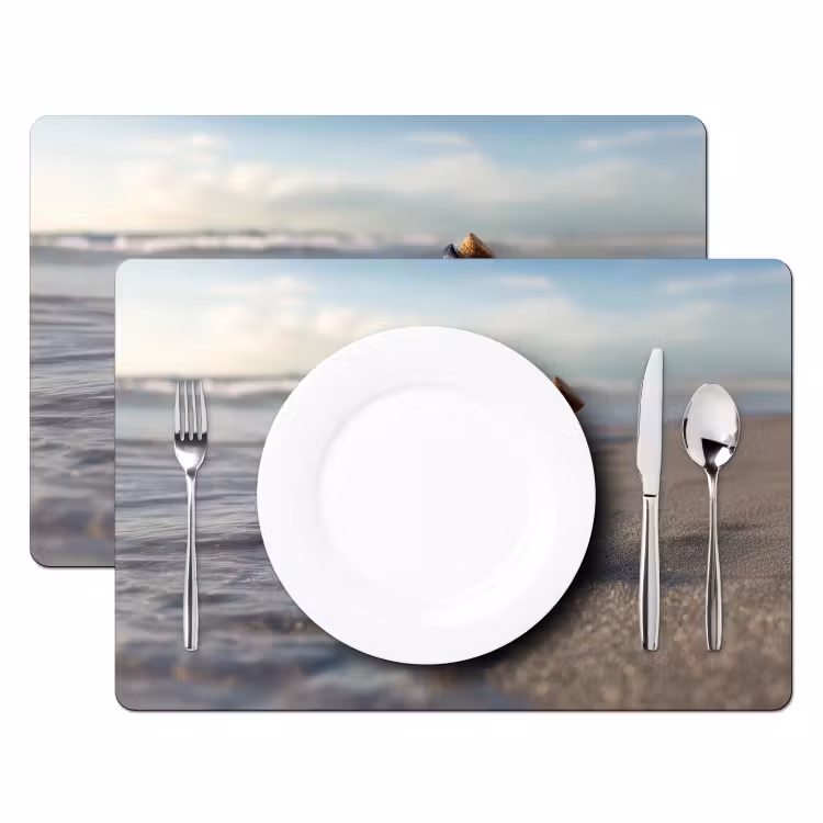 Placemat - 6 stuks - Glazenfles - Post - Zee - Zand — 2