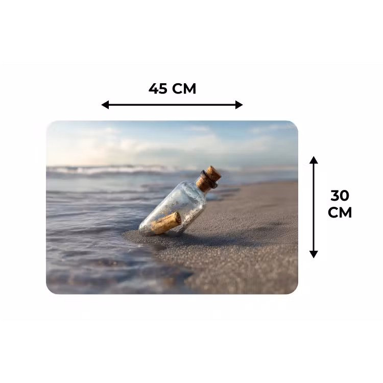 Placemat - 6 stuks - Glazenfles - Post - Zee - Zand — 3