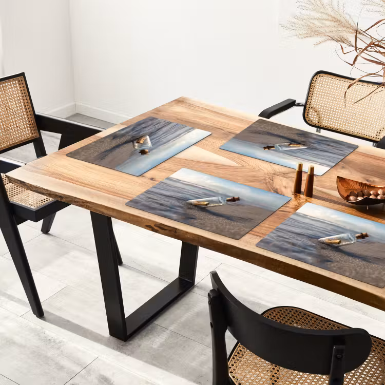 Placemat - 6 stuks - Glazenfles - Post - Zee - Zand — 5