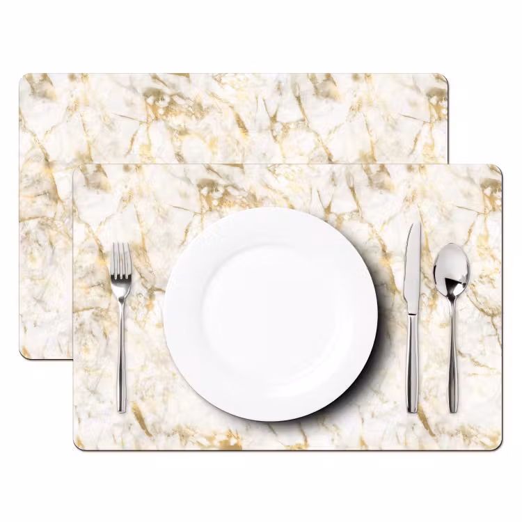 Placemat - 6 stuks - Goud - Licht - Nerf - Marmer — 2