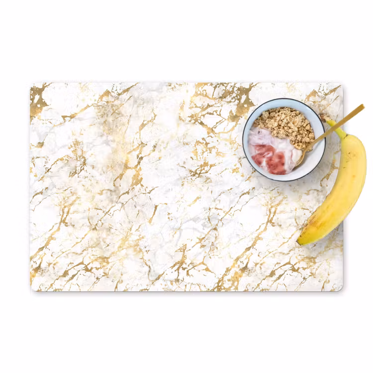 Placemat - 6 stuks - Goudspatten - Wit - Marmer — 1