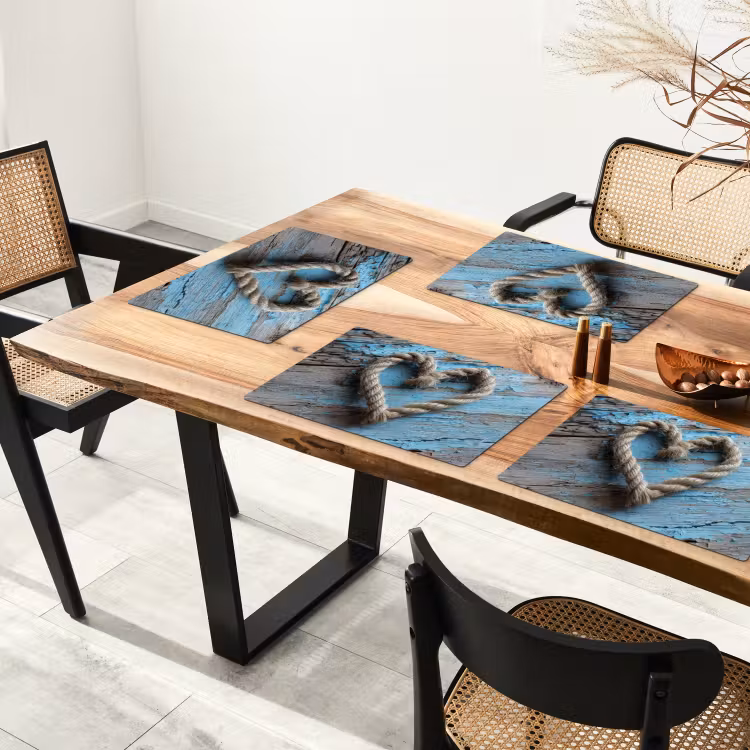 Placemat - 6 stuks - Hart - Touw - Hout - Rustiek — 5
